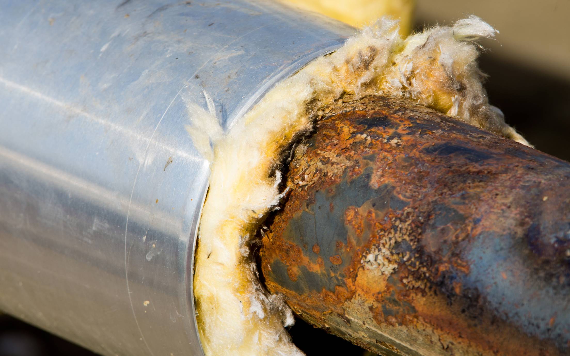 Corrosion under insulation in pipe