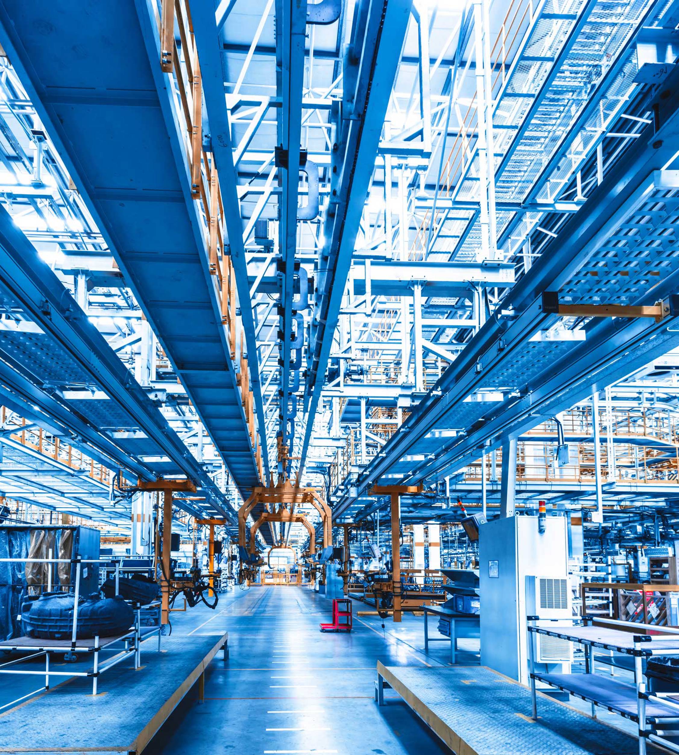 The inside of a factory