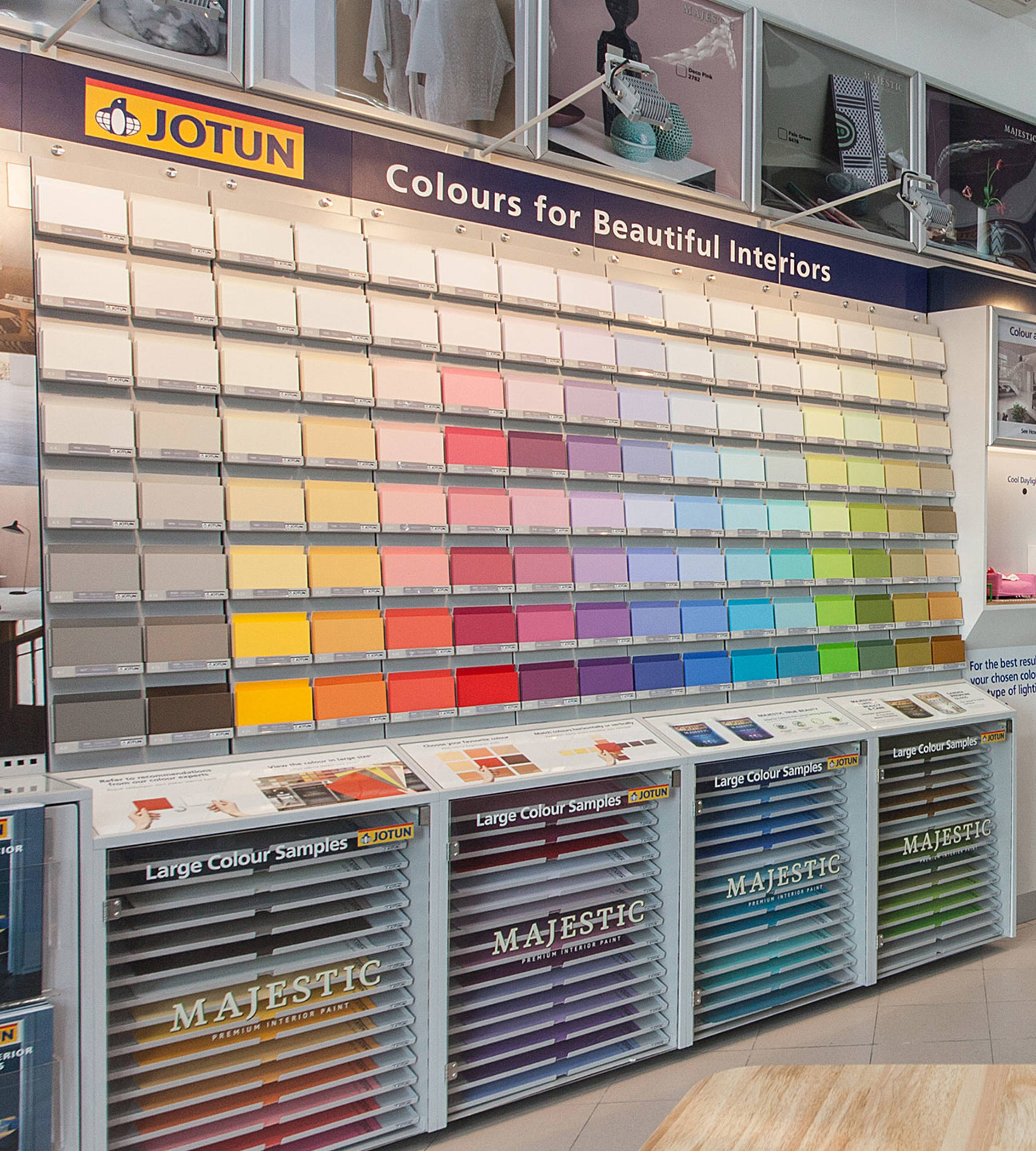 A Jotun display in a paint shop