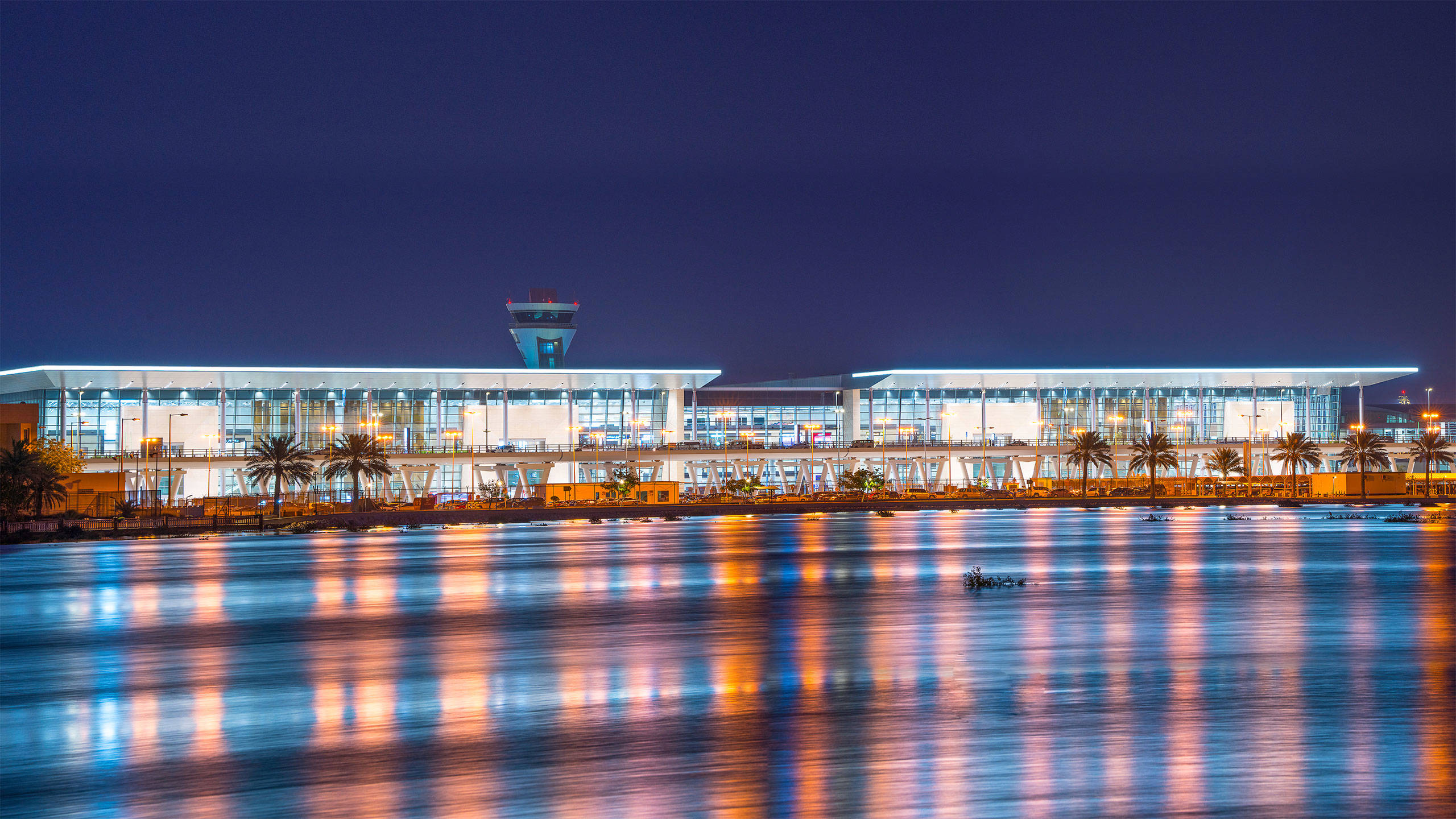 Bahari airport in Bahrain by night